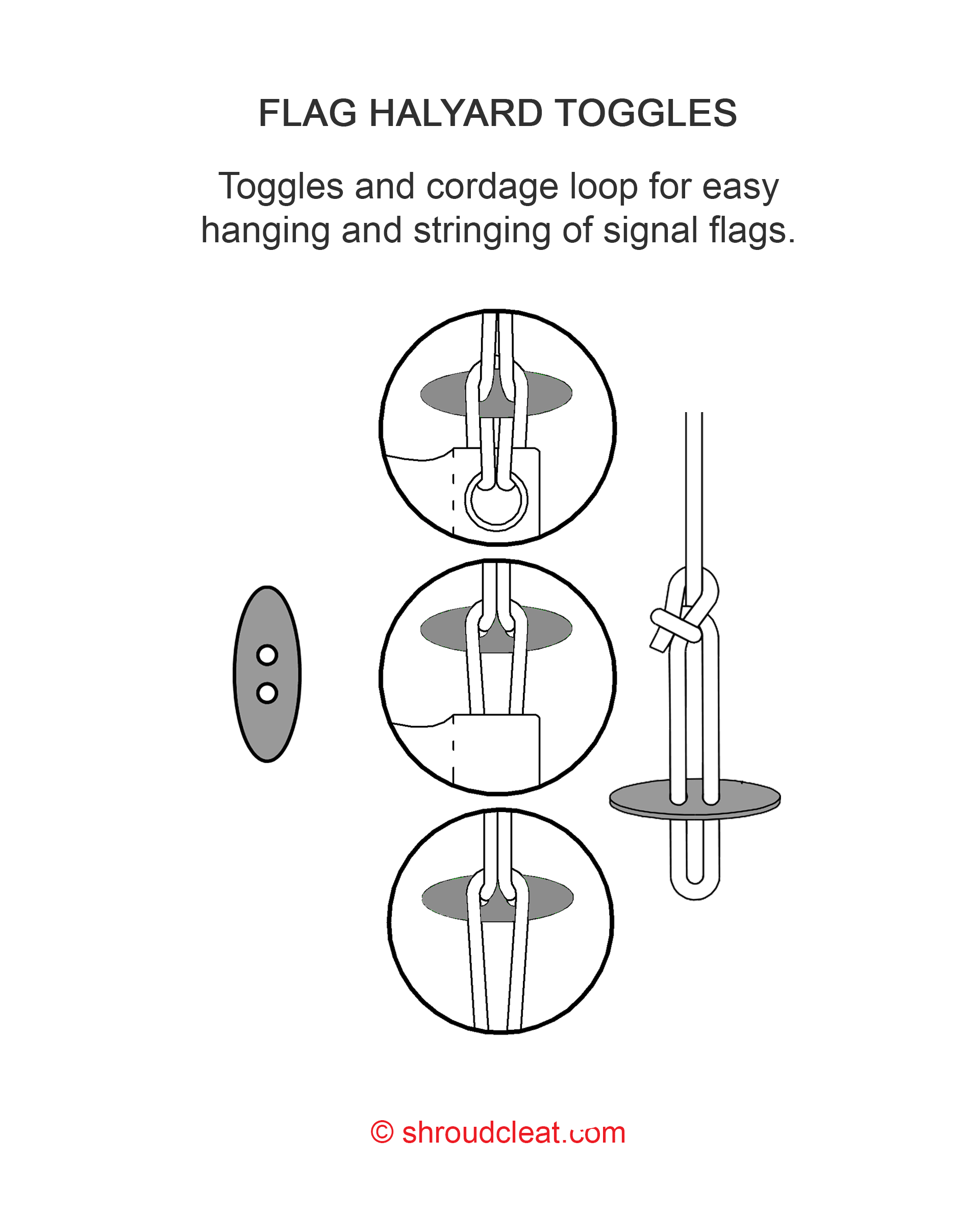 Flag halyard toggles and shroud cleat ( shroudcleat.com )